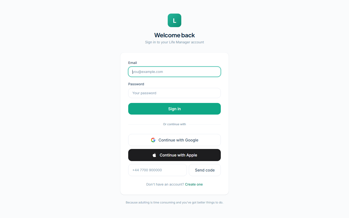 Life Manager app